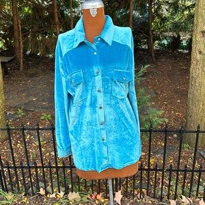 Turquoise velour shirt